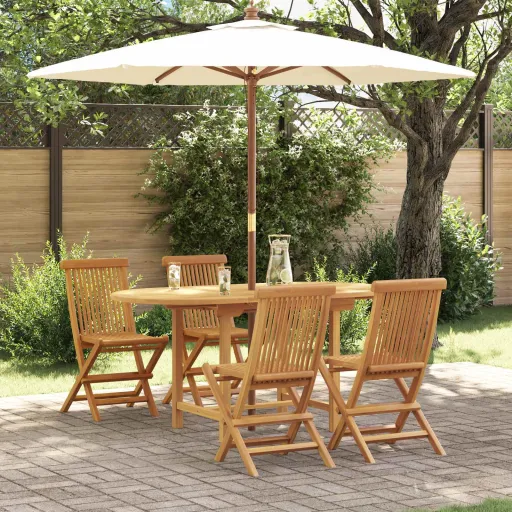 Conjunto de Jantar para Jardim   Castanho (5 pcs)