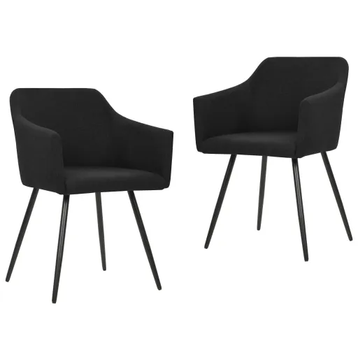 Cadeiras de Jantar   Tecido Preto (2 pcs)