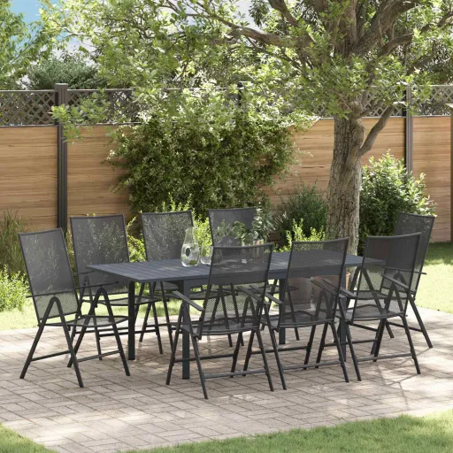 Conjunto de Jantar para Jardim   Antracite Aço (9 pcs)