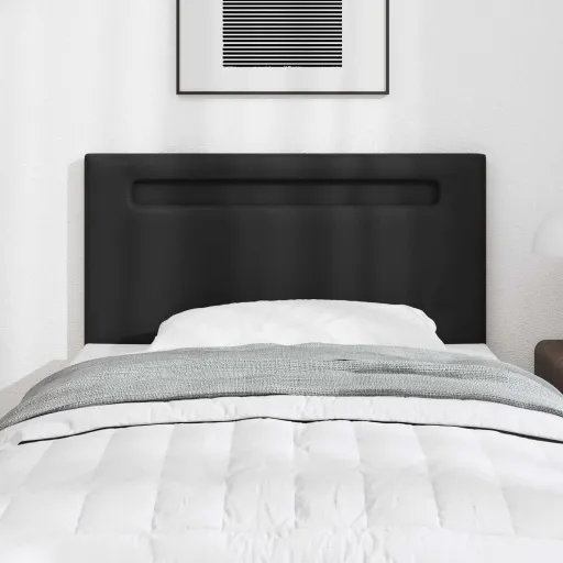 Cabeceira LED Preto 90 cm Couro Sintético