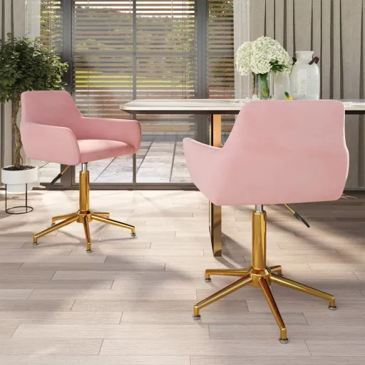 Cadeiras de Jantar Giratórias   Veludo Rosa (2 pcs)