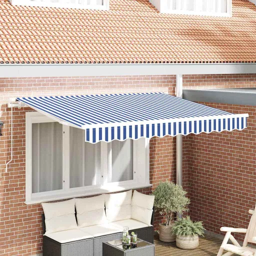Toldo Retrátil Manual Azul 300 x 200 cm Tecido