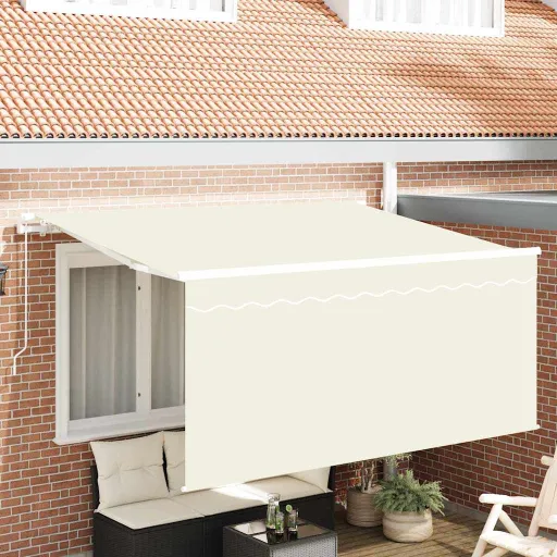 Toldo Retrátil Manual Creme 300 x 200 cm Poliéster e Alumínio