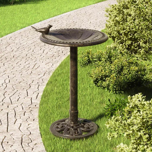 Banheira para Pássaros de Jardim Plástico Cor Bronze