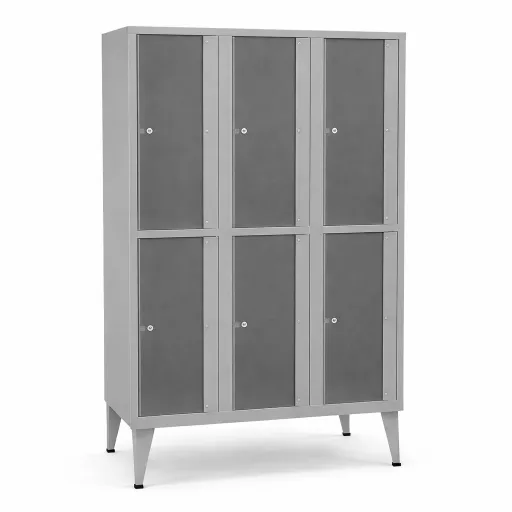 Cacifos Metálicos Portas de Acrílico 1900x900x500 mm – Triplo 6 Cacifos Cinza