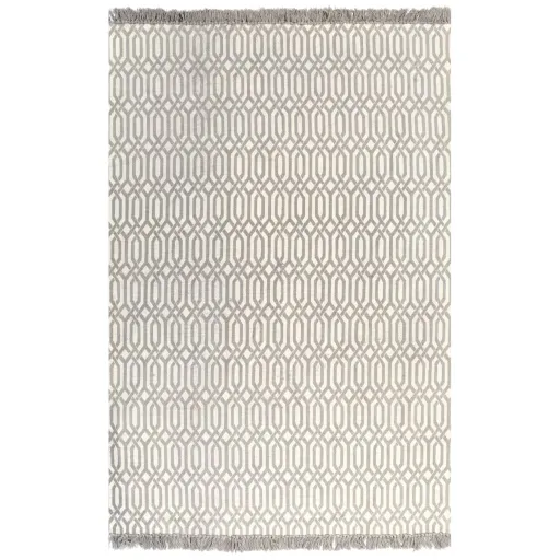 Tapete Kilim Algodão 120x180 cm com Padrão Cinzento-Acastanhado