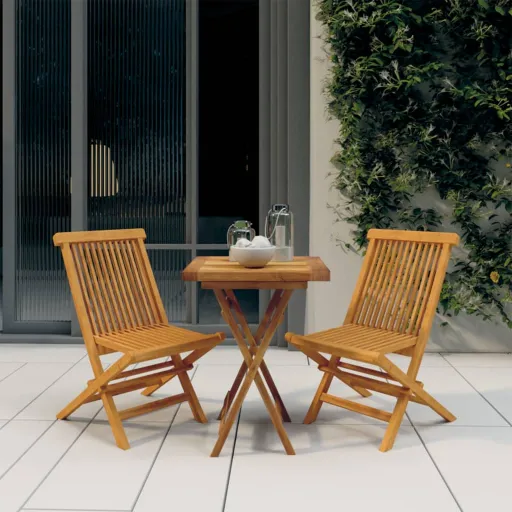 Conjunto de Jantar para Jardim Madeira de Teca Maciça (3 pcs)
