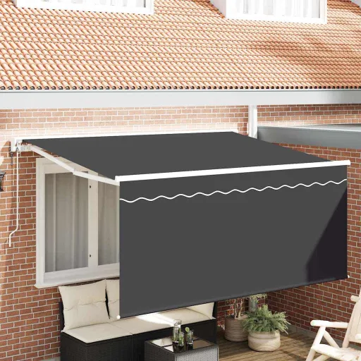 Toldo Retrátil Antracite 300 x 200 cm Poliéster e Alumínio