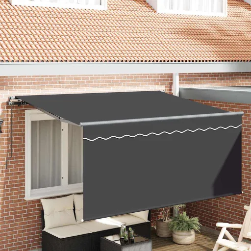 Toldo Retrátil Riscas Manual Antracite 300 x 200 cm Tecido