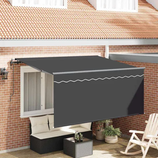 Toldo Retrátil Riscas Antracite 300 x 200 cm Tecido