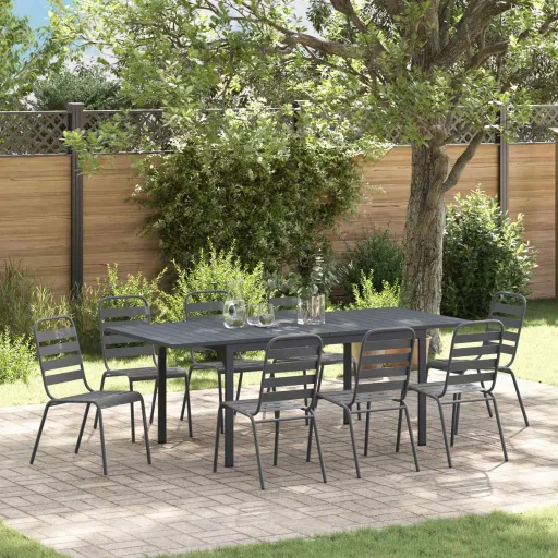 Conjunto de Jantar para Jardim   Antracite (9 pcs)