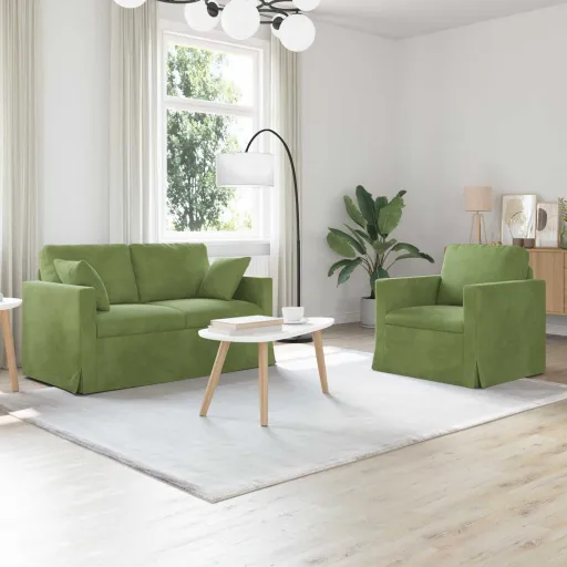 Sofá   Verde Claro 138 x 78 x 80 cm Veludo (2 pcs)