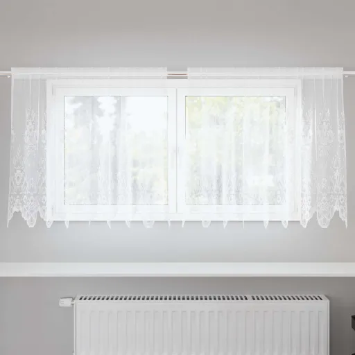 Cortina de Renda com Cortinas Branco 120 x 200 cm Poliéster