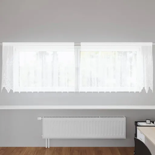 Cortina de Renda com Cortinas Branco 120 x 300 cm Poliéster