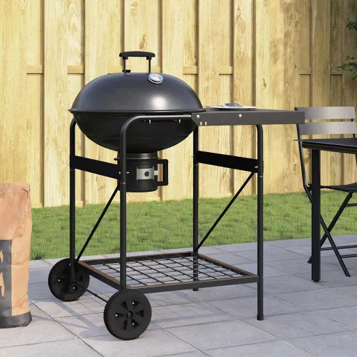 Churrasqueira ao ar Livre com Roda Preto 91 x 71 x 107 cm Metal