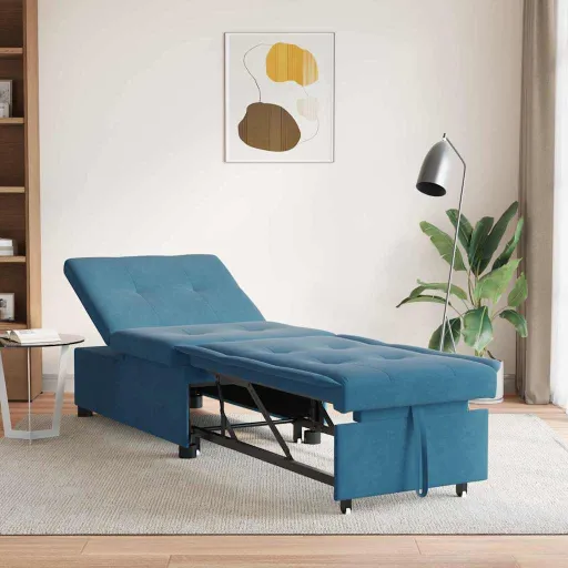Sofá-Cama Azul 194 x 67 x 82 cm Veludo