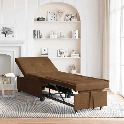 Sofá-Cama Castanho 194 x 67 x 82 cm Tecido Huahua