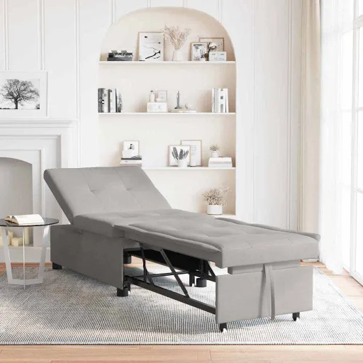 Sofá-Cama Retrátil Cinzento-Claro 194 x 67 x 82 cm Microfibra