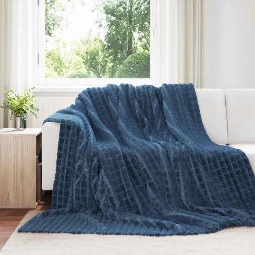 Cobertor Azul Marinho 240 x 220 cm Lã