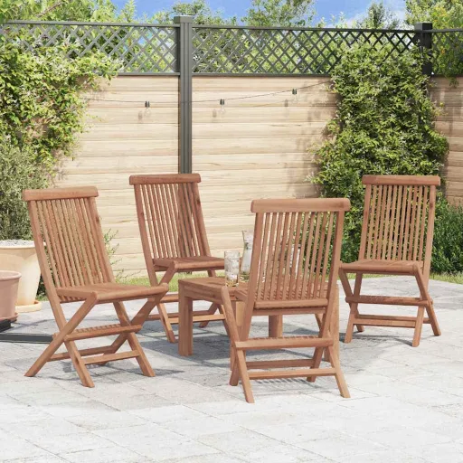 Cadeiras de Jardim Dobráveis   Madeira Teca Maciça  (4 pcs)