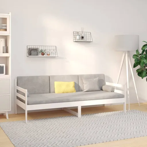 Sofá-Cama Sem Colchão 90x190 cm Madeira de Pinho Maciça Branco