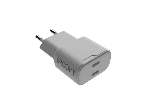 Carregador de Parede Groovy 2 Usb-c Carregamento Rapido Branco
