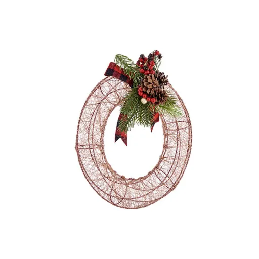 Coroa de Natal Krist+ Champagne Metal 29 x 12 x 30 cm
