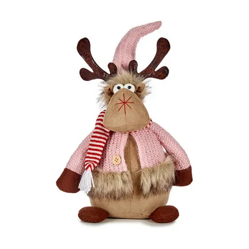 Rena de Natal Krist+ Castanho Cor de Rosa 15 x 43 x 19 cm