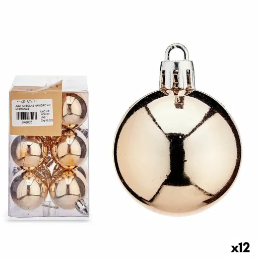 Conjunto de Bolas de Natal Krist+ 00480-6 Bronze PVC Ø 4 cm (12 Unidades)