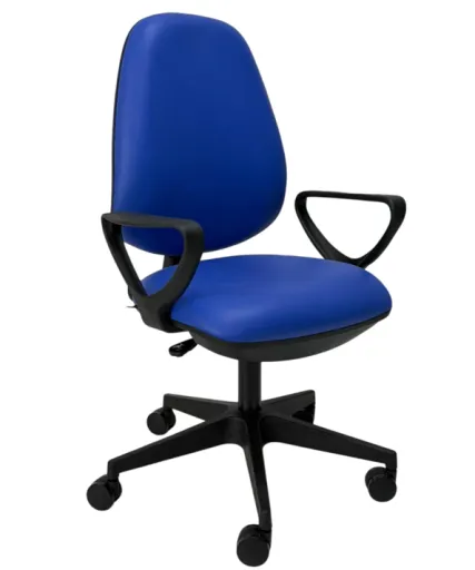 Cadeira Operativa WorkLite Braços Semi-Pele Azul Riva