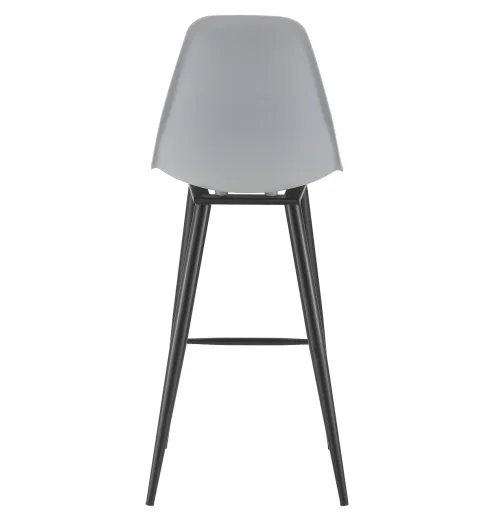 Banco de Bar CLUNY, Metal Cor Preto, Polipropileno Cinza