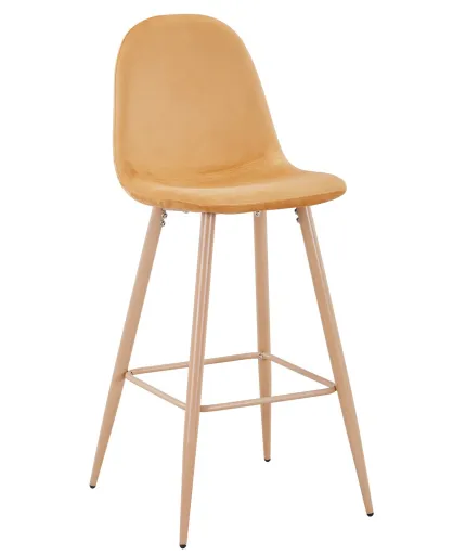 Banco de Bar EPOQUE NEW, Base de Metal, Veludo Amarelo Mostarda 42