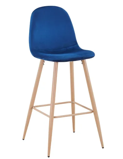Banco de Bar EPOQUE NEW, Base de Metal, Veludo Azul 64