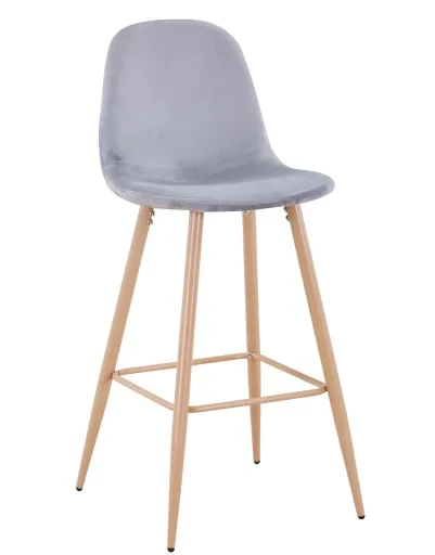Banco de Bar EPOQUE NEW, Base de Metal, Veludo Cinza 19