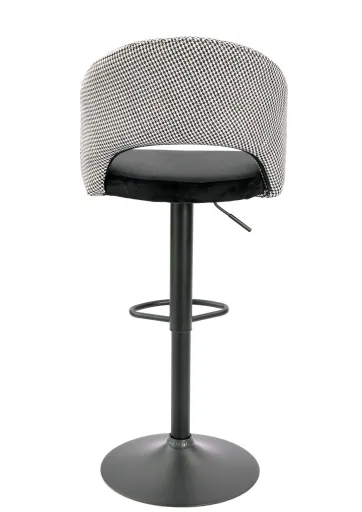 Banco de Bar TEIDE, Ajustável, Metal Preto, Tecido Houndstooth com Preto
