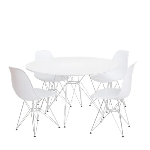 Mesa STAR, Cromada, Tampo Branco, 120 Cms de Diâmetro