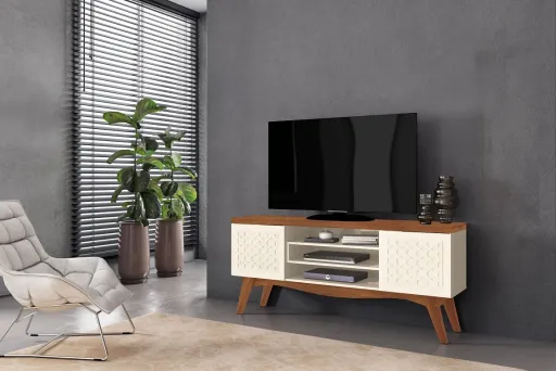 Móvel TV LIS, Casca de Ovo e Matte, 160 Cms.