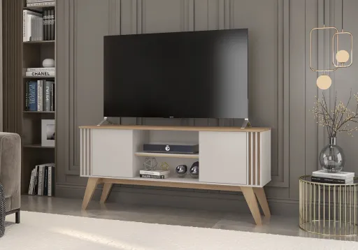 Móvel TV VITTA, Casca de Ovo e Cedro, 150 Cms.