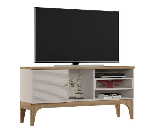 Móvel TV VENEZA, Casca de Ovo e Cedro, 136 Cms.