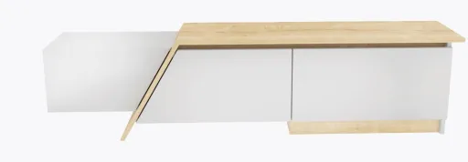 Móvel TV PRUDENCE, Bilaminado Branco com Carvalho, 180 Cms