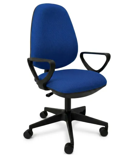 Cadeira Operativa WorkLite Braços Tecido Azul – Ergonomia e Conforto Riva Office