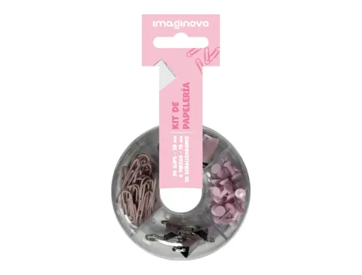 Conjunto de Papelaria Liderpapel com Clips 28mm Molas 19mm e Pioneses Cor 2