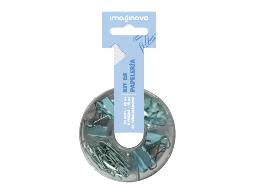 Conjunto de Papelaria Liderpapel com Clips 28mm Molas 19mm e Pioneses Cor 3
