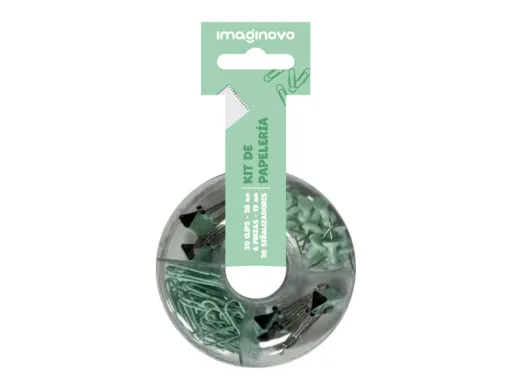 Conjunto de Papelaria Liderpapel com Clips 28mm Molas 19mm e Pioneses Cor 1