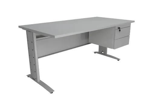 Secretária 1600x800 mm com Bloco de Gavetas Suspenso em Chapa - Soho