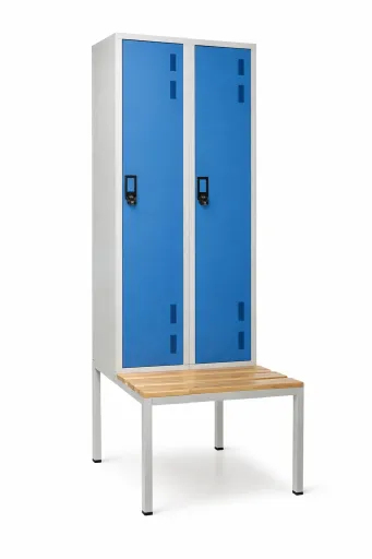 Cacifos Metálicos Duplo 2 Cacifos com Banco - 2170x600x800mm Cinza (Vestiário)