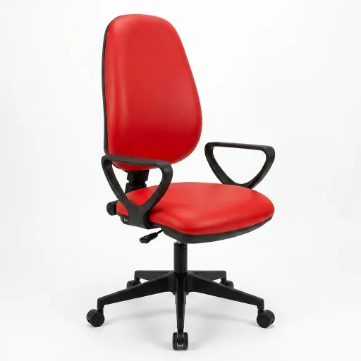 Cadeira Operativa WorkLite Braços Semi-Pele Vermelho Riva