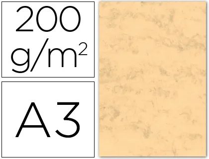 Cartolina Marmoreada 200 gr Pack 100 Folhas Din a3 Ocre