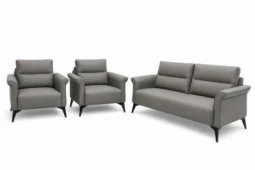 Conjunto Sofás Veridiana Pele Premium Conforto Alta Durabilidade