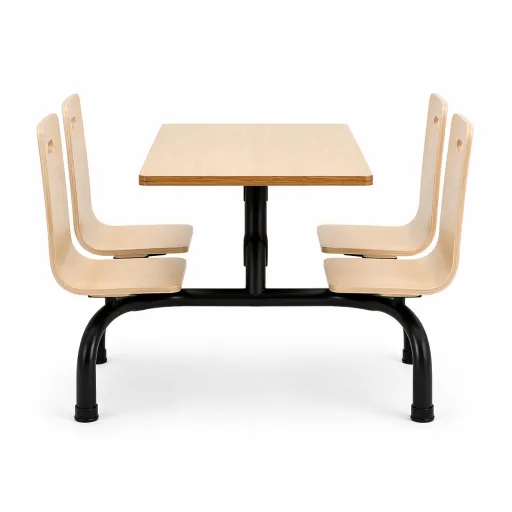 Mesa Cantina 4 Lugares com Bancos Integrados Madeira e Metal Resistente